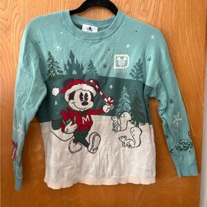 Disney Kids Teal Mickey Mouse Christmas Winter Sweater L